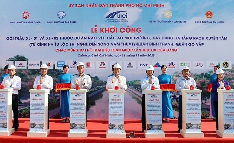 Khởi công hai gói thầu lớn trong dự án cải tạo Rạch Xuyên Tâm